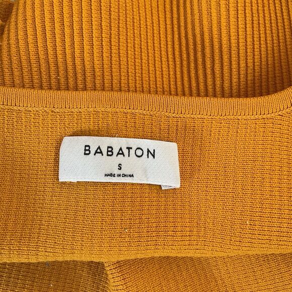 Aritzia Babaton Womens Sculpt Knit Square Neck Cropped Tank Top Ribbed Orange, S - Picture 11 of 13